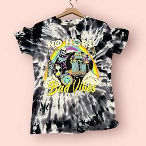Boss Dog No More Bad Vibes TShirt Black and Grey Tie Dye Small